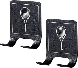 Wall Mounted Racket Holder, Stainless Steel Adhesive Mount - Space Saving Sports Gear Organizer for Paddle Tennis & Badminton Rackets, Lightweight & Easy Install (2)