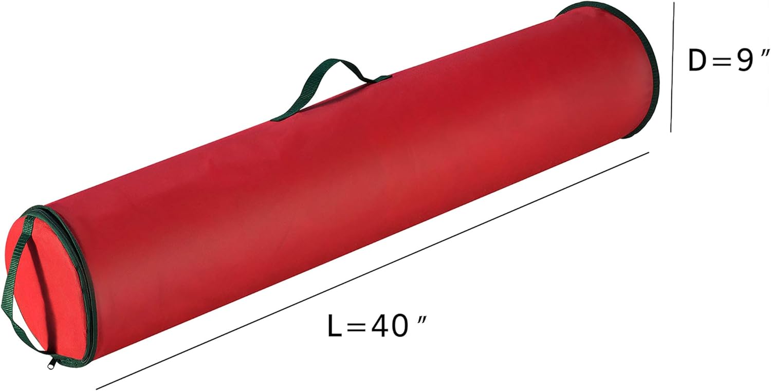 Elf Stor Gift Wrapping Paper Storage Organizer Container Bag, 9" Diameter x 40" Long, can fit up to 25 rolls, Red : Health & Household