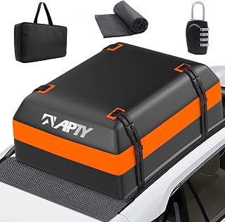 APTY Car Rooftop Cargo Bag Carrier, 16 Cubic Feet Soft Roof Top Luggage Bag for All Vechicles with/Without Racks - with Waterproof Zip, Luggage Lock, Anti-Slip Mat, Door Hooks, Storage Bag