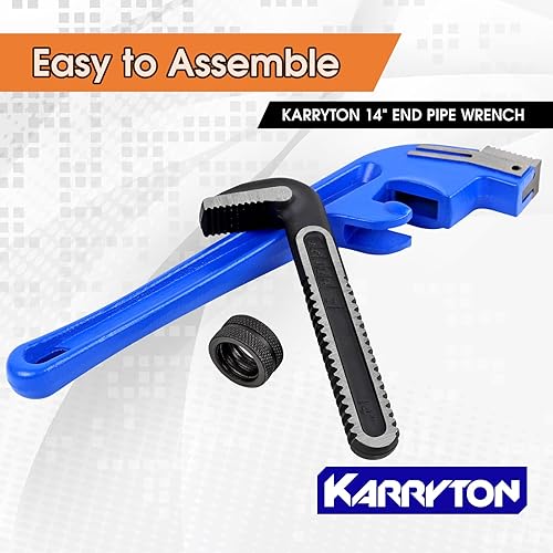 Miniatura 7 de KARRYTON Llave de tubo de extremo de 14 pulgadas, apertura de mandíbula ajustable de 2.75 pulgadas2.756 in, llave de plomería con mango de