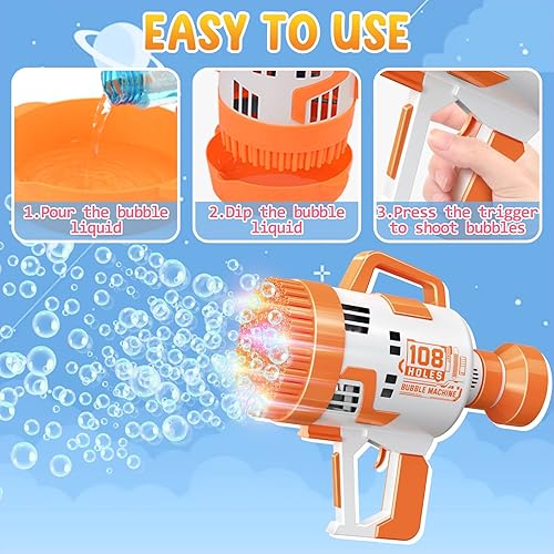 Miniatura 4 de Pistola de burbujas de 108 agujeros (azul)