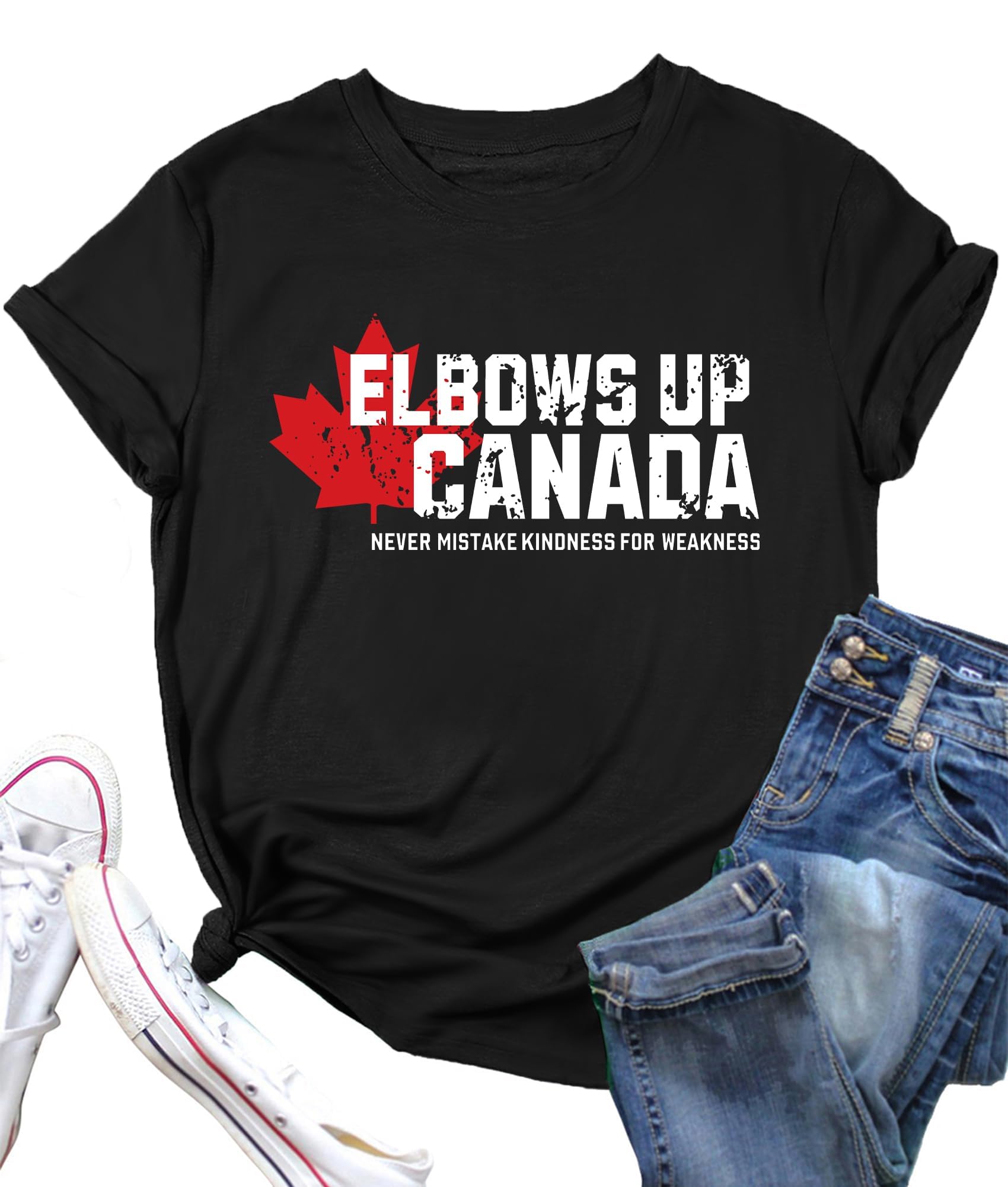 UNIQUEONE Canada Day Shirts Women Canada Flag Maple Leaf Graphic Tshirt July 1st Canadian Patriotic Tee Tops