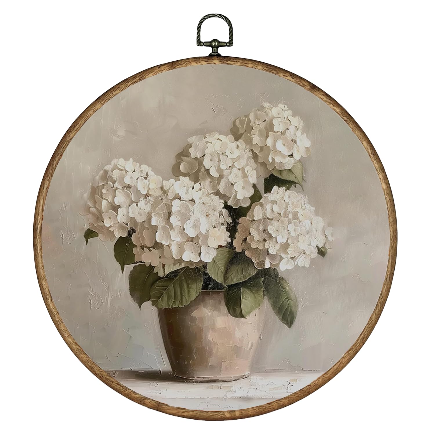 Bonbeau Vintage Wall Art Canvas Rustic Flower Picture, White Floral Painting Poster for Bedroom Living Room Office Home Decor (Vintage Wall Art, 26cm, Framed)