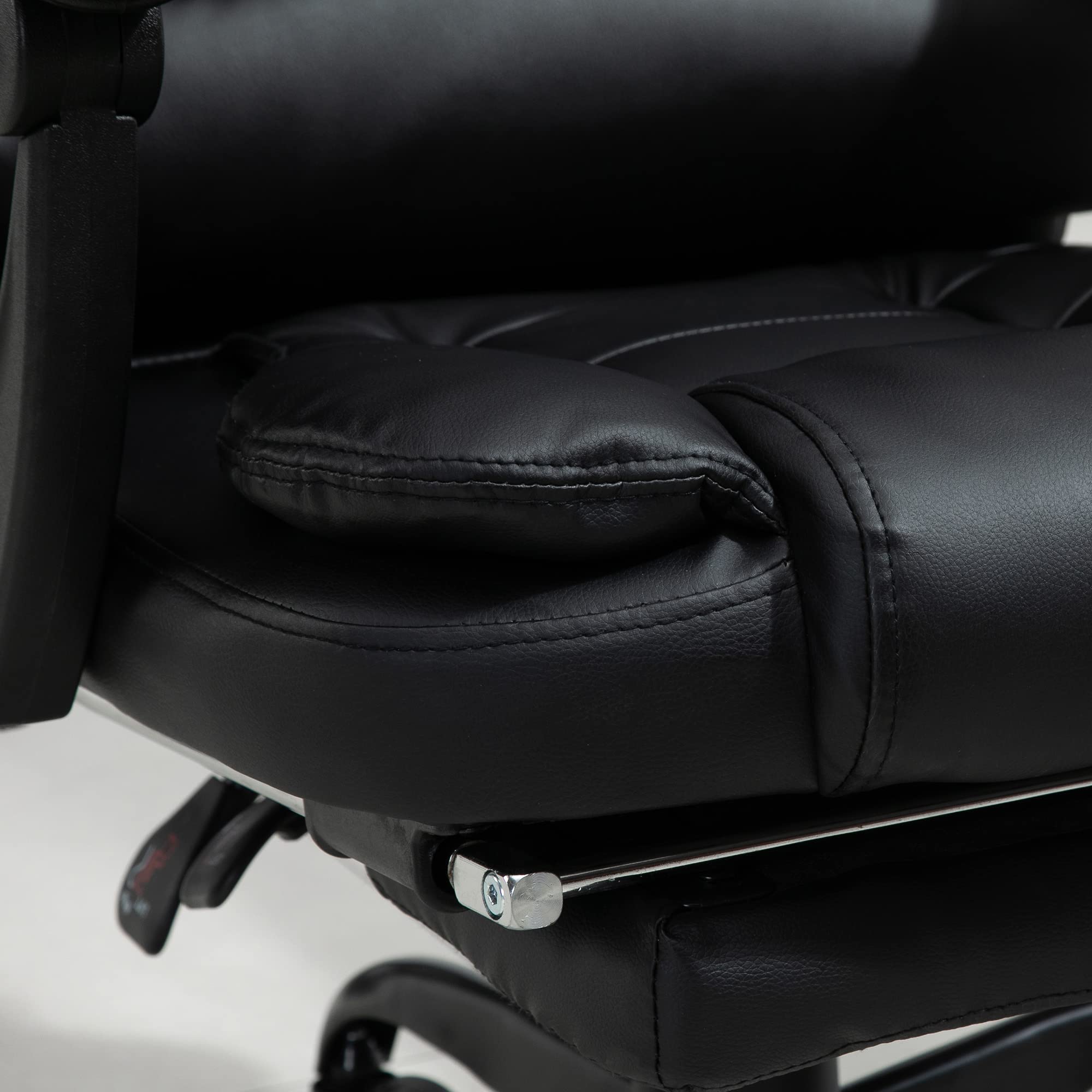 Vinsetto Sedia Ergonomica da Ufficio con 7 Punti Massaggianti e Poggiapiedi, Sedia da Scrivania Reclinabile in Pelle PU con Braccioli Imbottiti, Altezza Regolabile e Ruote Girevole, per Studio, Nero