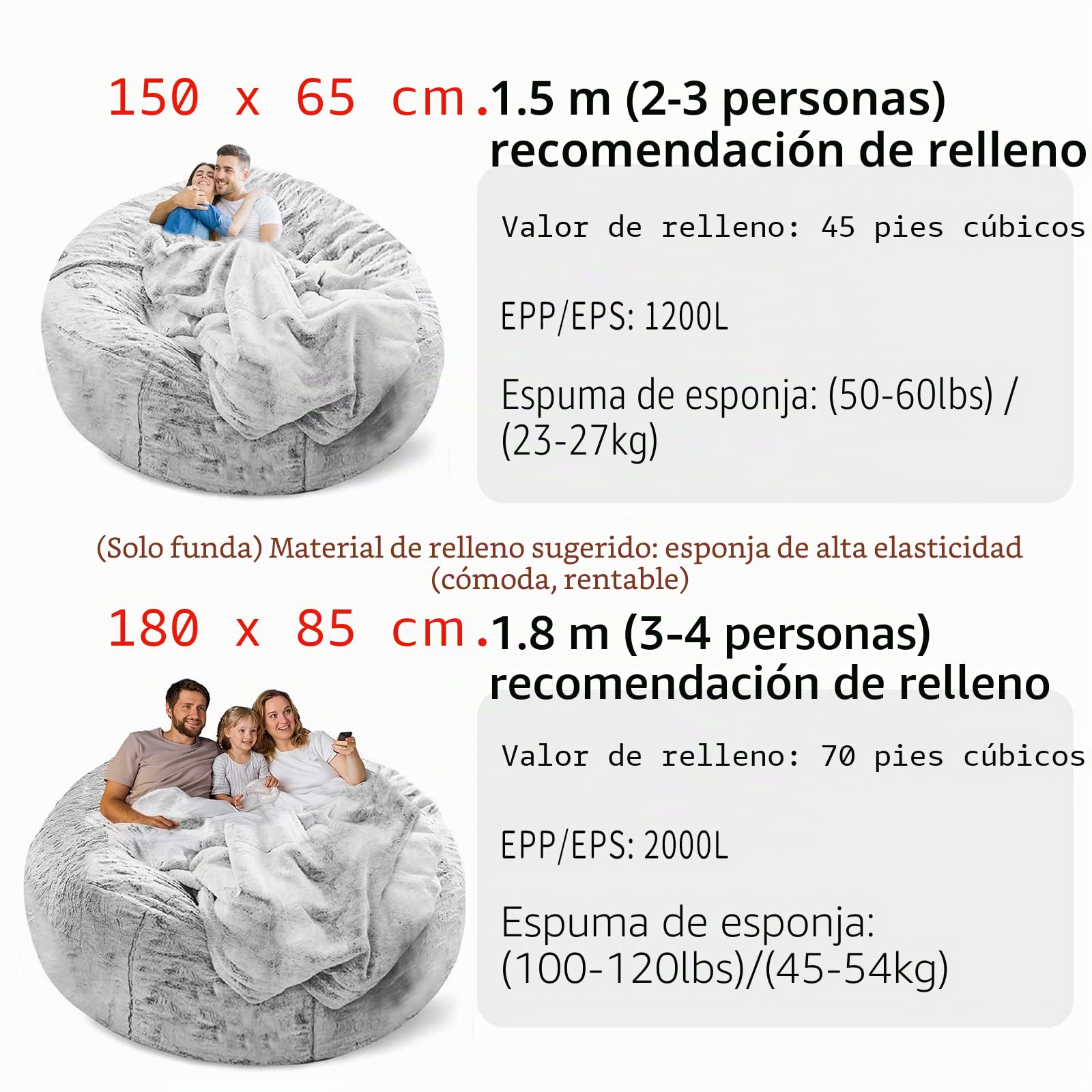 YudouTech Funda de sofá Bean Bag(Solo Funda, sin Relleno), Redonda, Suave, esponjosa, de Terciopelo PV, Lavable, para Adultos, Sala de Estar, Dormitorio,150cm Gris Oscuro