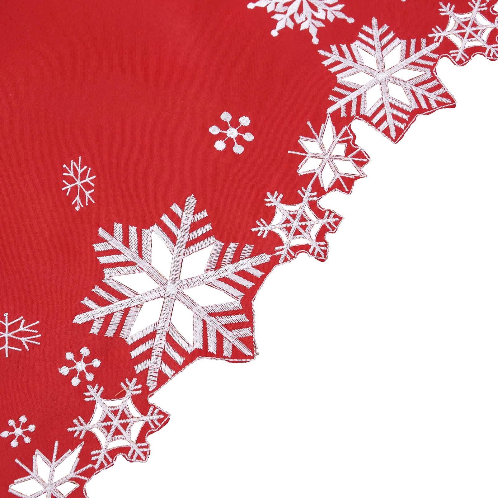 Simhomsen Embroidered Small Square Snowflakes Tablecloths Toppers for Christmas Holiday and Winter (Red, Square 34 inch) - Image 3