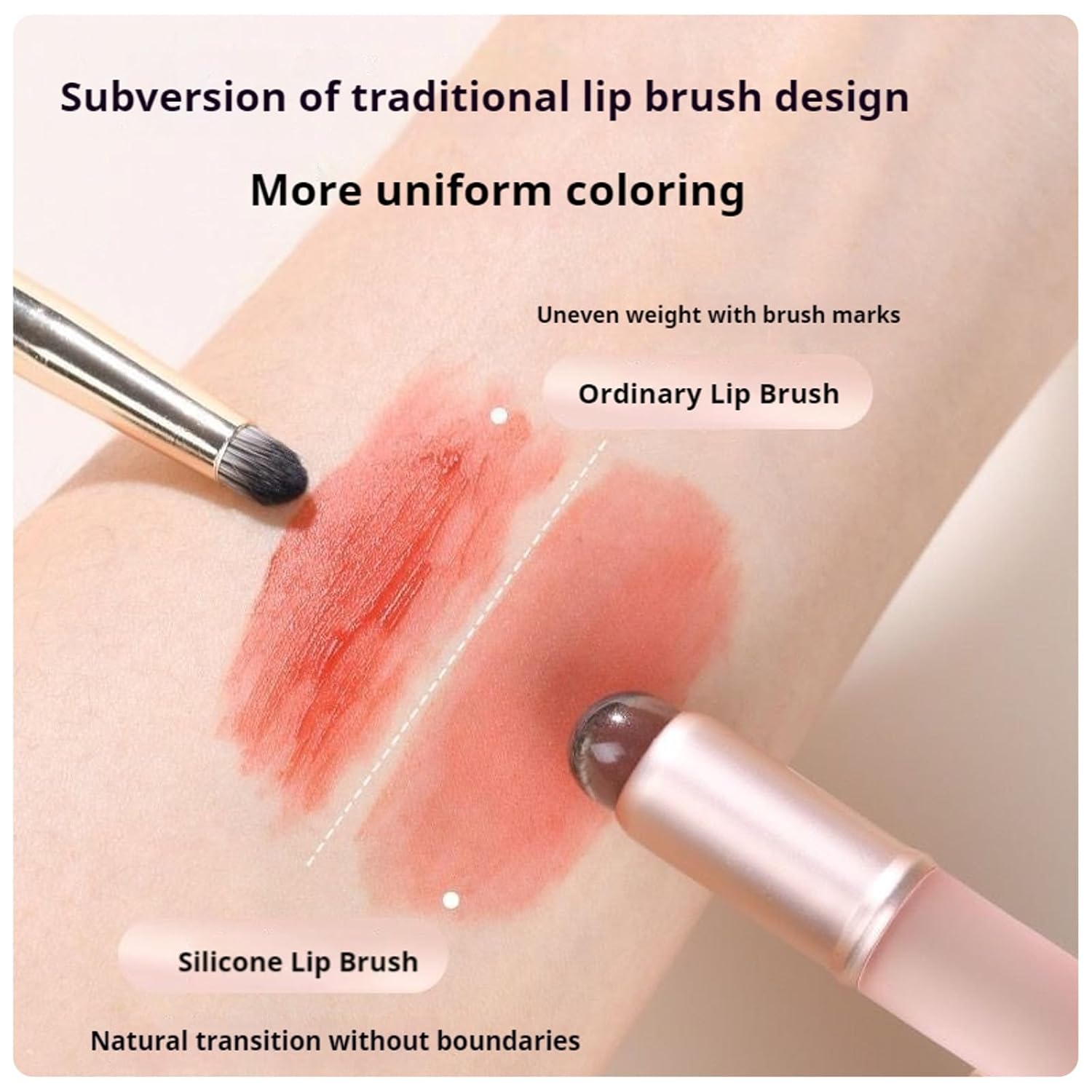 3Pcs Silicone Lip Brush Applicator with Dust Covers, Lip Scrub Brush for Lipstick, Lip Balm, Lip Gloss and Nail Jelly Brushes, Silicone Lipstick Makeup Brushes is Easy to Clean and Hygienic (Pink)