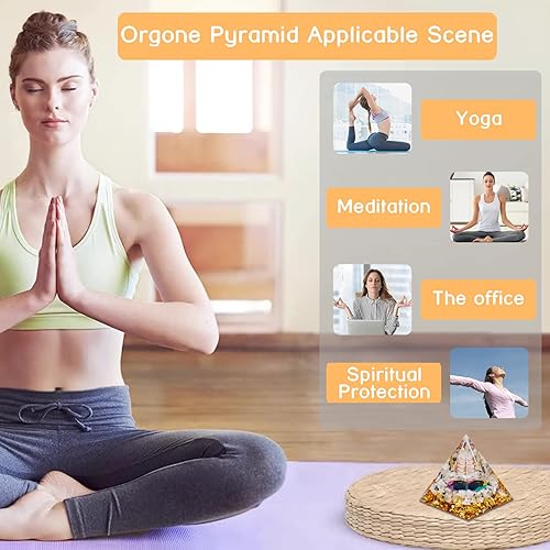 Miniatura 4 de Pirámide de orgón pequeño pirámide de cristal curativo y piedra curativa pirámide de orgonita de piedra lunar para resistir el estrés traer éxito