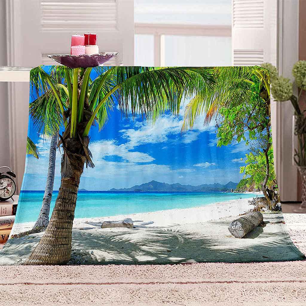 Couverture Polaire Flanelle 150x200 Paysage Plage Impression 3D