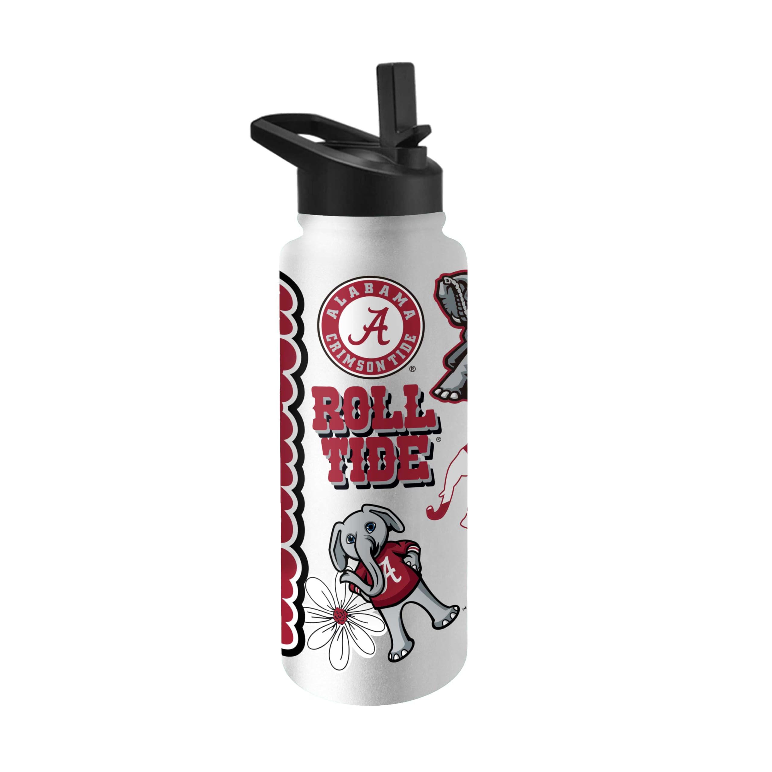 Logo Brands NCAA Native 34 oz Quencher Water Bottle - | Local Icons Design | Double-Wall Insulated| Leak-Proof Lid &amp; Built-In Straw