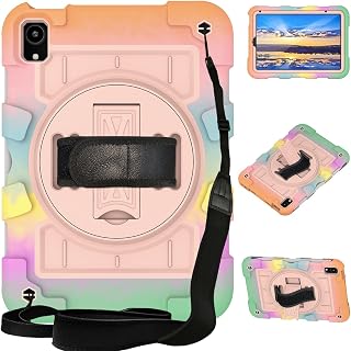Tablet Cover for iPad mini 6 8.3 inch (2021) Case,Full-Body Shockproof Protection Shatter-Resistant Shell W 360° Rotating Stand+Hand Strap+Shoulder(Colourful Gold)
