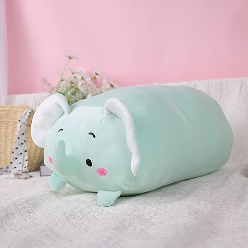 Miniatura 7 de TemBe Bonita almohada de peluche de elefante grande de 23.6 pulgadas, muy suave, juguete para abrazar, regalos para ropa de cama, almohada linda