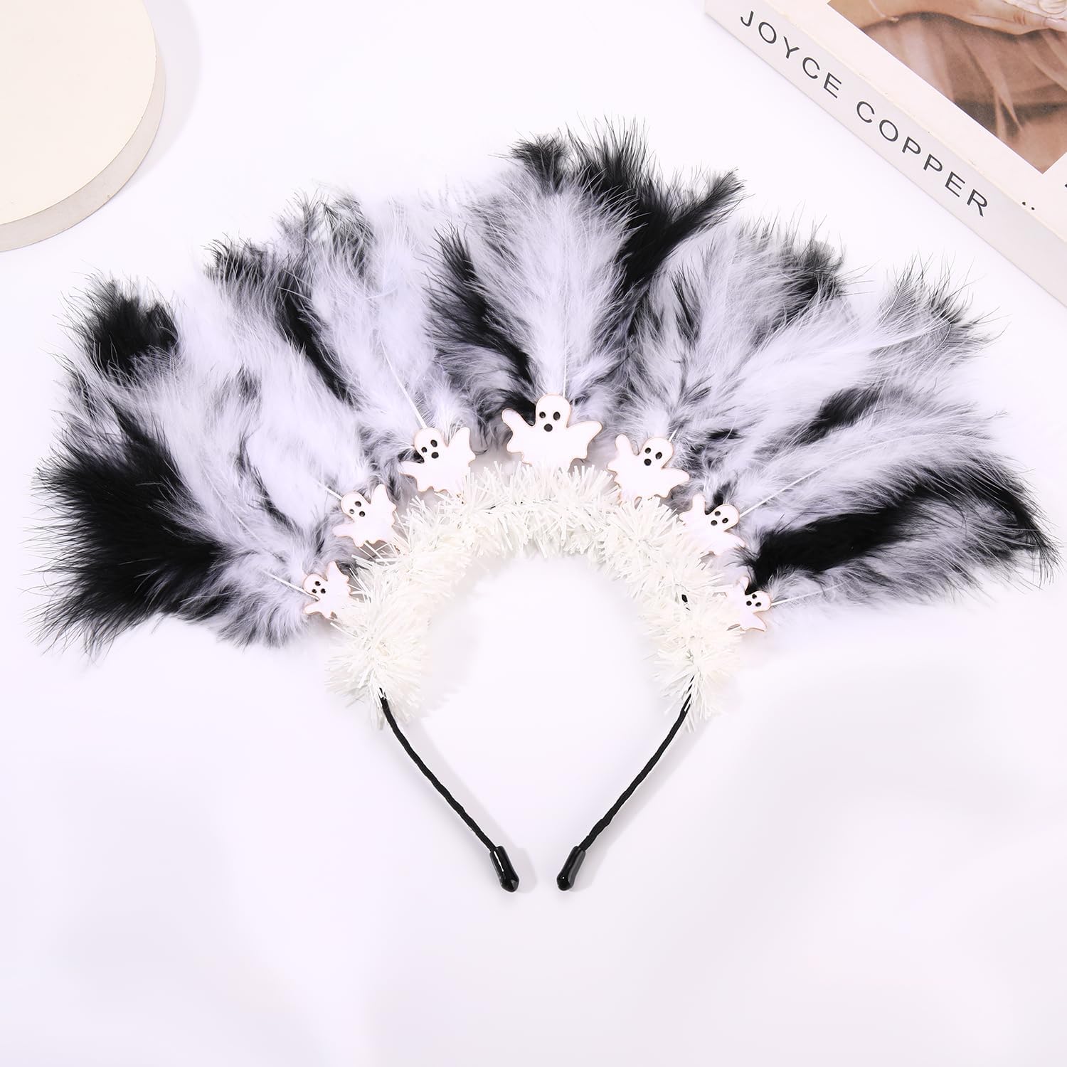 YAHPERN Mardi Gras Headbands for Women Mask Fleur De Lis Hairband Carnival Feather Headwear Mardi Gras Hair Accessory Gifts - Image 2