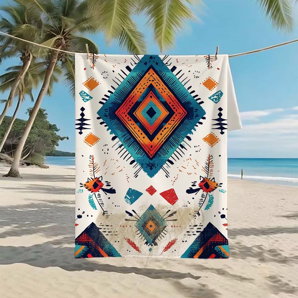 Telo Mare XXL 220x100cm/35x70cm, 2 Set Telo Mare Microfibra India Asciugamano Palestra Uomo, Antisabbia, Leggero, Asciugatura Rapida, Teli da Spiaggia Grandi Accessori per Camping Natation Yoga I-57