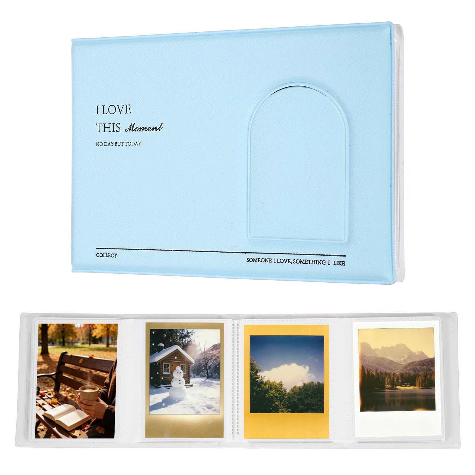 Álbum de fotos de 64 bolsillos para recuerdos de 3 pulgadas en color azul