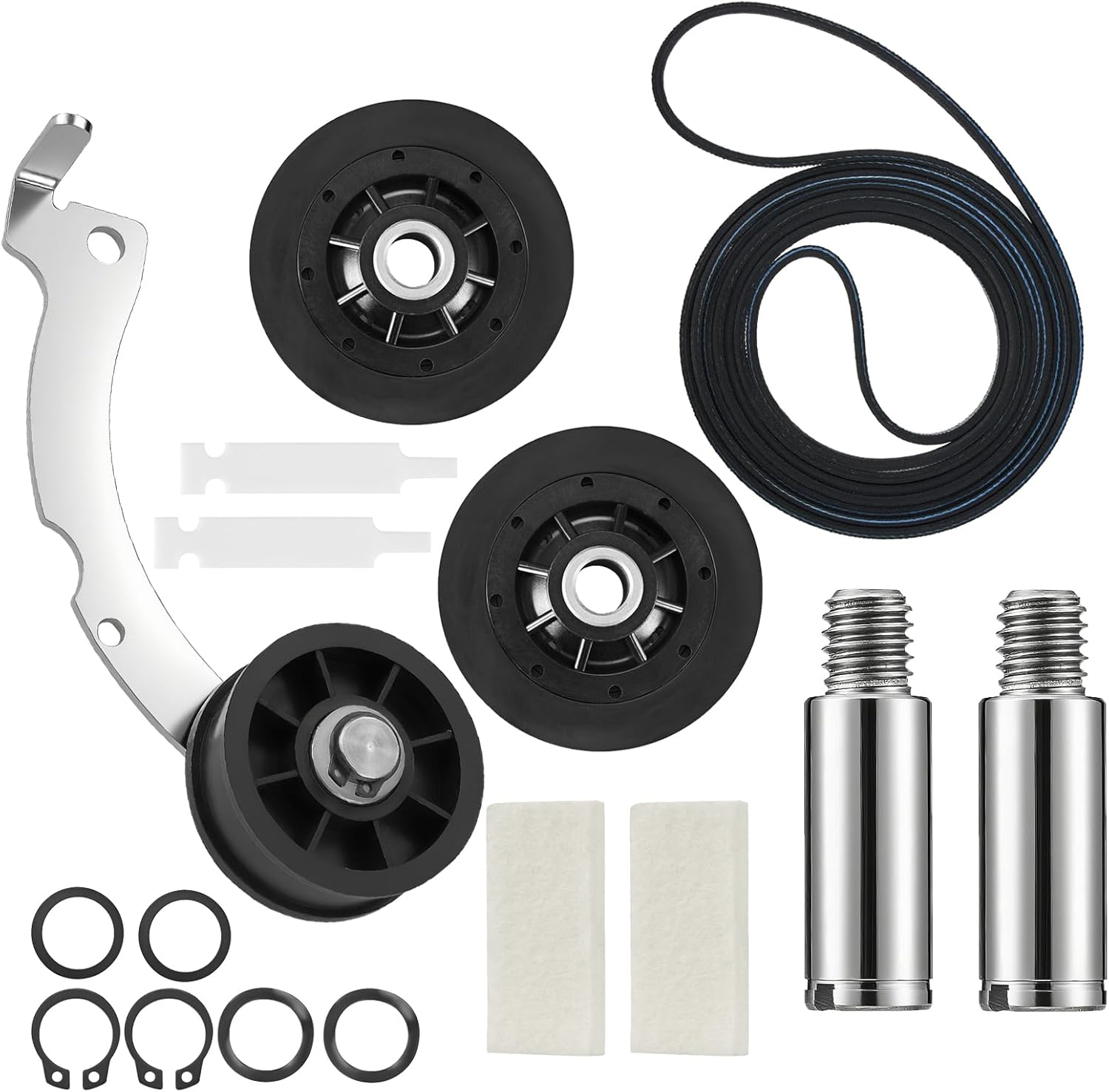 Dryer Repair Kit with RB170002 Dryer Roller Kit & D511255P Dryer Cylinder Belt & RB170003 Dryer Drum Glide Kit & D516792 Dryer ldler Pulley - Compatible with Speed Queen 1992 and Newer Dryer