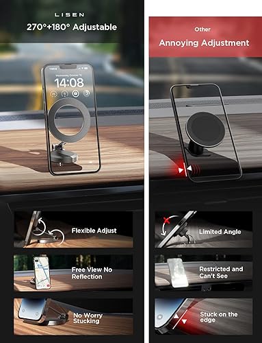 Miniatura 9 de LISEN Soporte magnético para automóvil MagSafe 20 imanes fuertes Soporte magnético para teléfono para automóvil soporte manos libres para iPhone