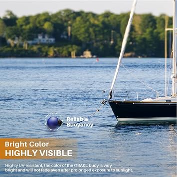 Boat Buoy Float, Inflatable PVC Mooring Buoy and Boat Bumper, Round Floating Ball for Yacht and Boat Docking in Black and Blue