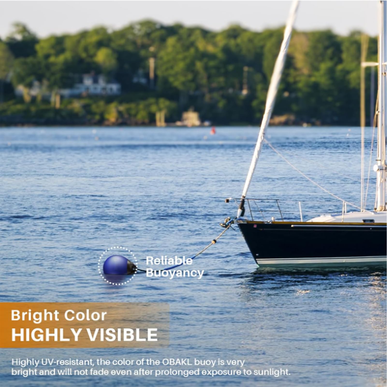 Boat Buoy Float, Inflatable PVC Mooring Buoy and Boat Bumper, Round Floating Ball for Yacht and Boat Docking in Black and Blue