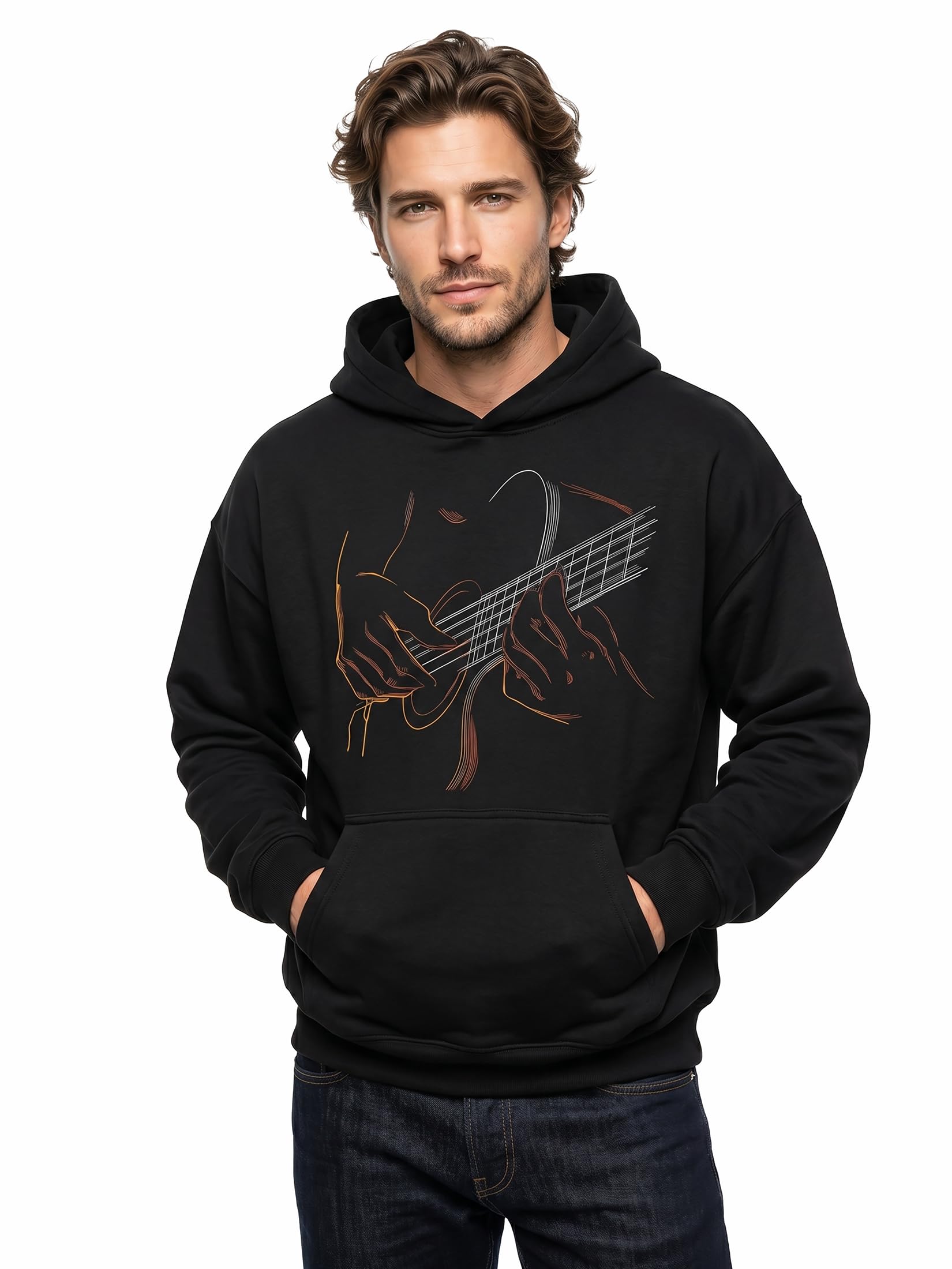 Makaya Sweat à Capuche Homme avec Motif Guitare Hoodie Musique