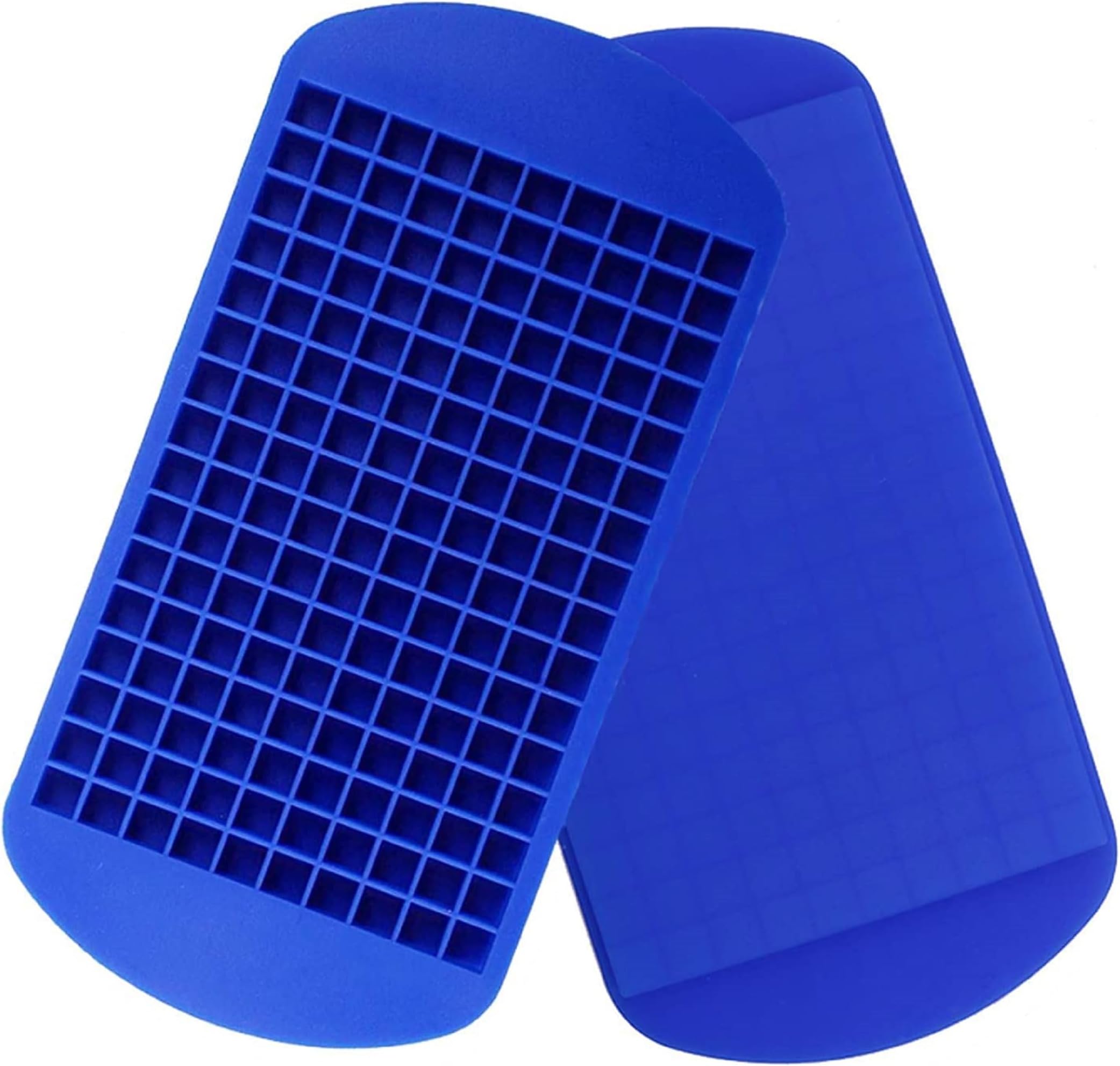 Silicone Mini 160 Grid Ice Cube Tray with Grid Mold Design, Flexible Ice Mould for Small Cubes, Blue Color, Set of 2