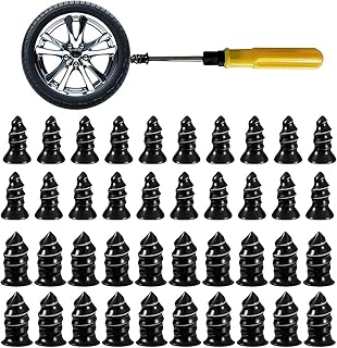 fashion mania 40PCS Tire Repair Rubber Nail Set, Car Tire Fast Repair Nails With Screw driver, Self-Service Tire Repair Tool Kit (20 Small and 20 Large and screwdriver)