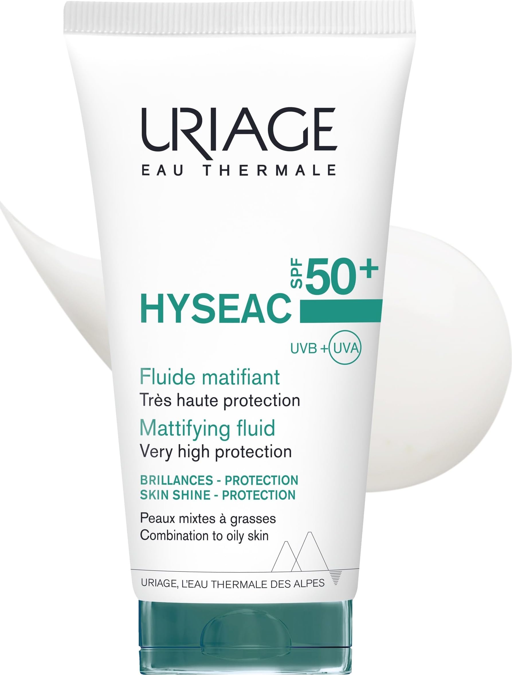 Uriage Hyseac Mattifying Fluid SPF50+ - Absorbs Oil, Reduces Shine & Moisturizes - Protects from UVA/UVB Rays to limit Rebound Effect - Non-stick Light Texture - For Combination to Oily Skin - 50ml