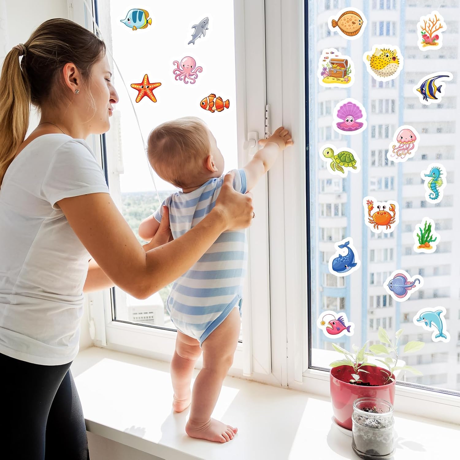 360 Pieces Ocean Sea Animal Foam Stickers Tropical Fish Sea Creature Stickers Adhesive Stickers for Kids for Arts Crafts Laptops Party Favors Decoration Home DIY Supplies