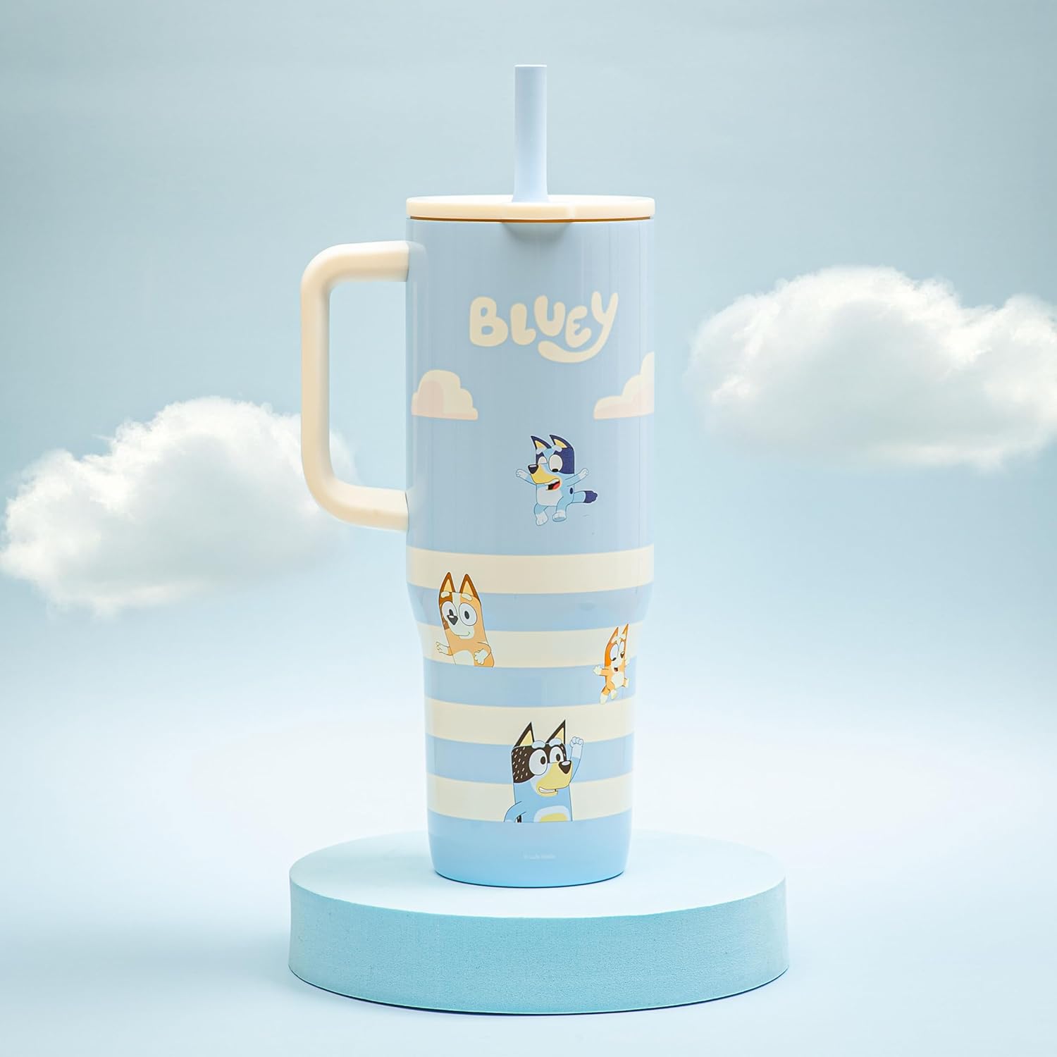 Zak Designs Bluey Sutton Travel Tumbler for On the Go, 30oz Stainless Steel with Vacuum Insulation, Silicone Straw, and Carry Handle for Cold Drinks (Bluey, Bingo, Bandit, Chilli) - Image 9