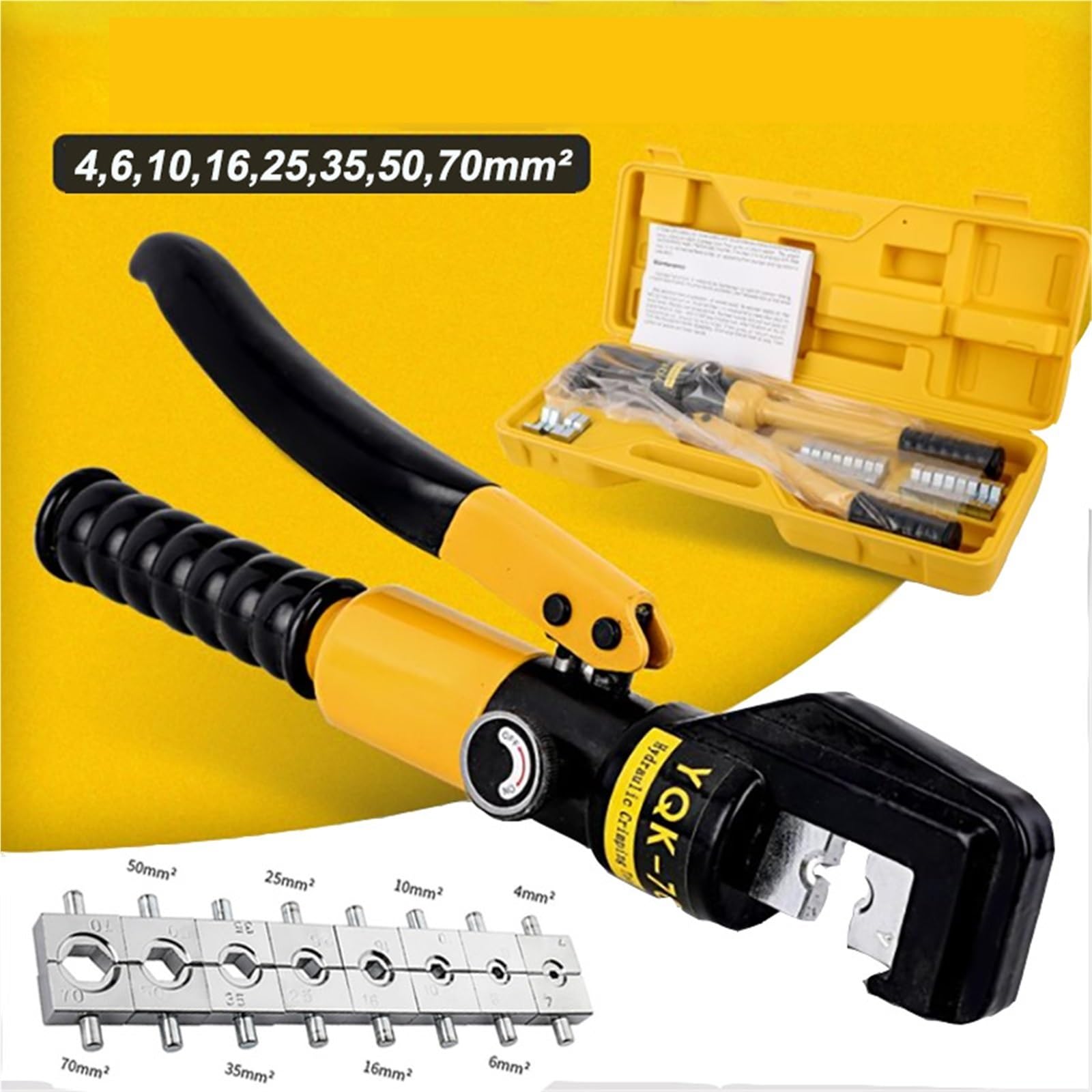 Hydrauliczne szczypce zaciskowe Hydrauliczne Szczypce Zaciskowe YQK-70 4-70 Mm², Nacisk 8T, Narzędzia Domowe, Zaciski Kablowe DIY,do miedzi i aluminium