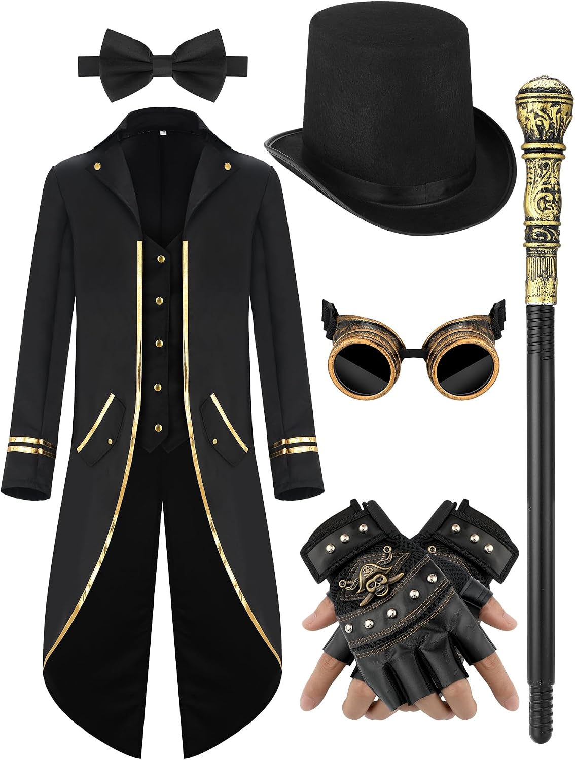 Amazon.com: Suhine 6 Pcs Halloween Steampunk Costume Accessories for ...