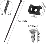 Cable Tie Mount Base Saddle Type Mount Wire Holder, Cable Zip Ties with Self-Locking (150 x 3.5mm) and Deep Thread Pan Head Screws (100 Pieces, BLACK)