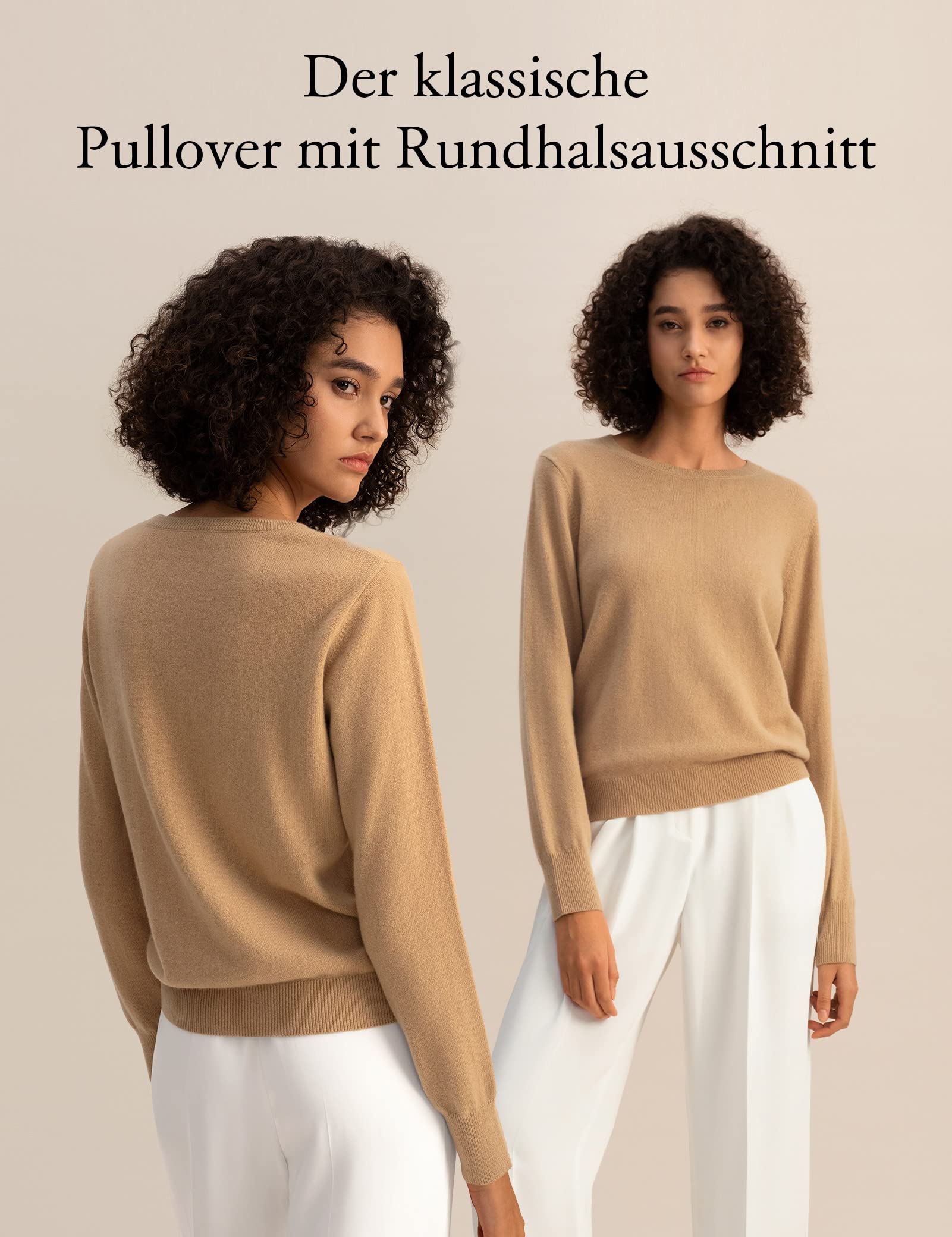LilySilk Basic Pullover Pullover für Frauen 100% Baby Kaschmir, Weiches, Hautfreundliches Cropped Rundhalspullover Top mit regulärer Passform für den Frühling Herbst