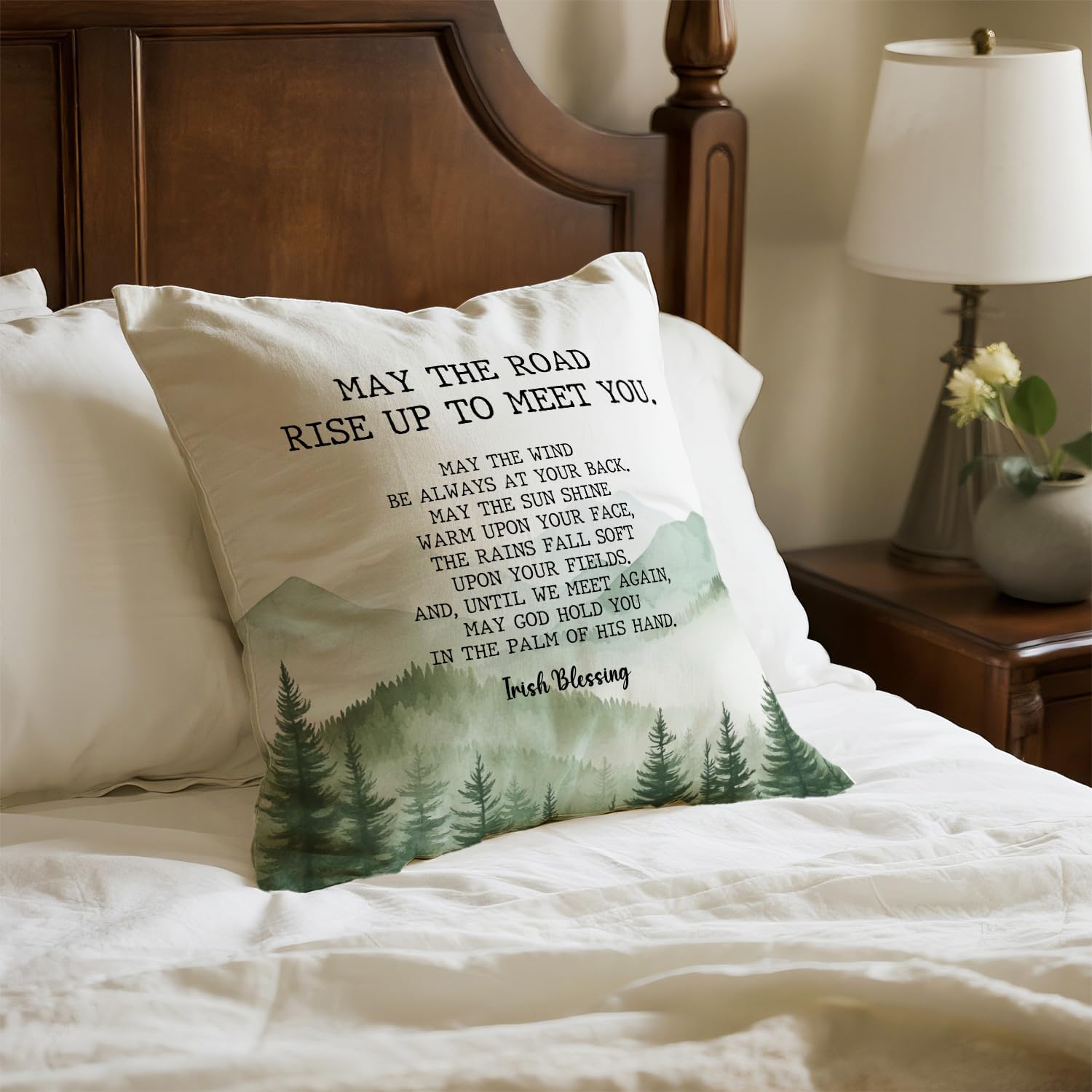 Irish Blessing Throw Pillow Covers,Irish Forest Cushion for Home Decor,Inspirational Gifts for Women Friends,18x18 inch