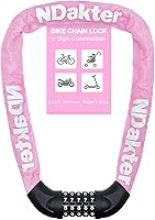 Vista 26 de NDakter Cerradura de cadena para bicicleta, combinación de 5 dígitos, resistente, antirrobo, cerradura de bicicleta de seguridad