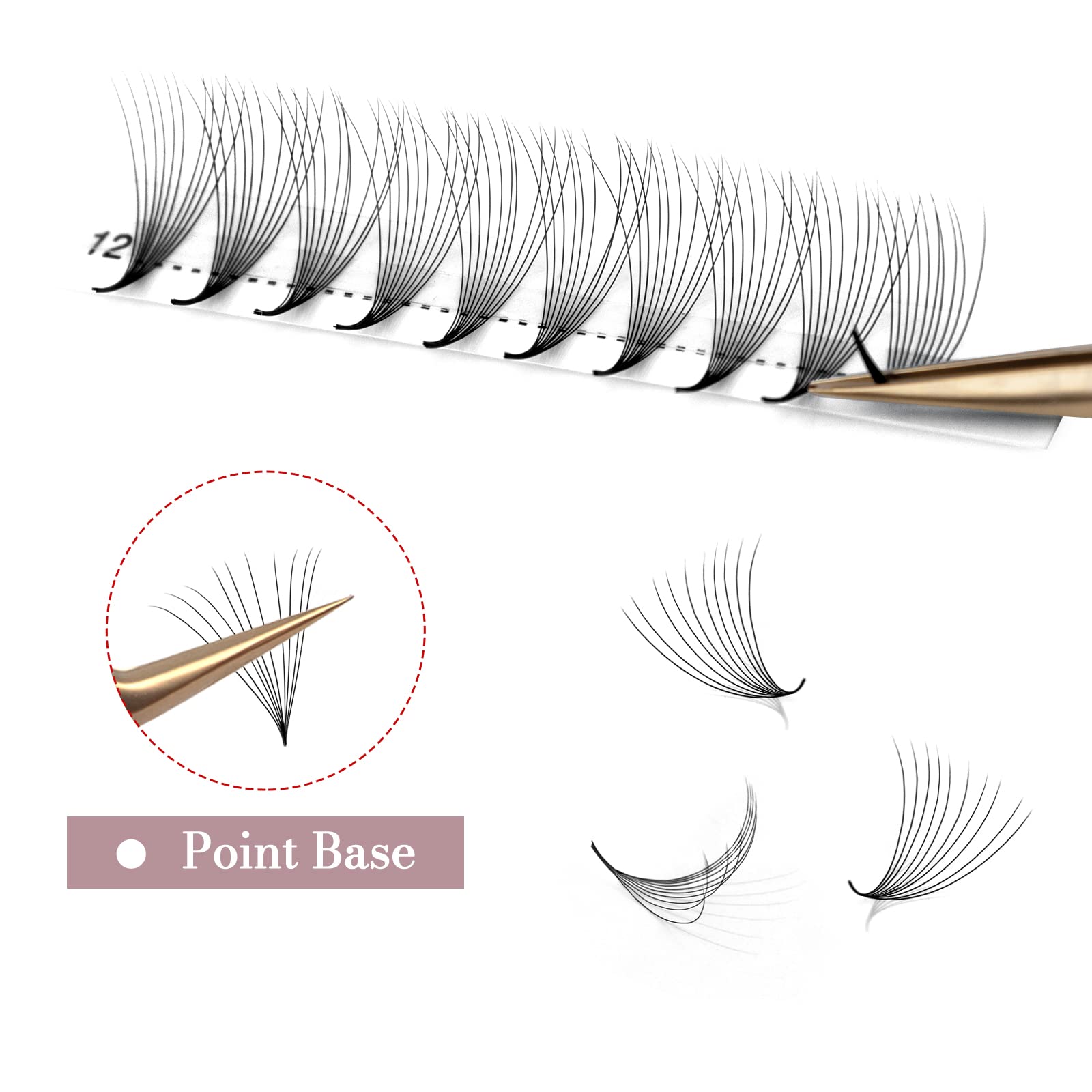 Higu Clace 10D 0.07 D Curl 13 Volume Eyelash Extensions With Pointed Base Middle Stem (10D 0.07 D 13), 10D 0.07 D 13mm - Image 3