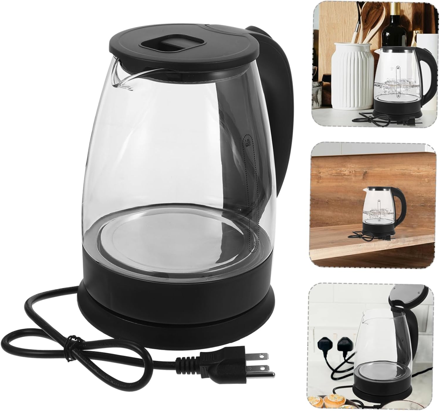 Cabilock Electric Kettle Large Capacity Quick Boil Hot Water Boiler with Scald Handle Ergonomic Grip Heat Resistant Household Tea Coffee Heater US Plug