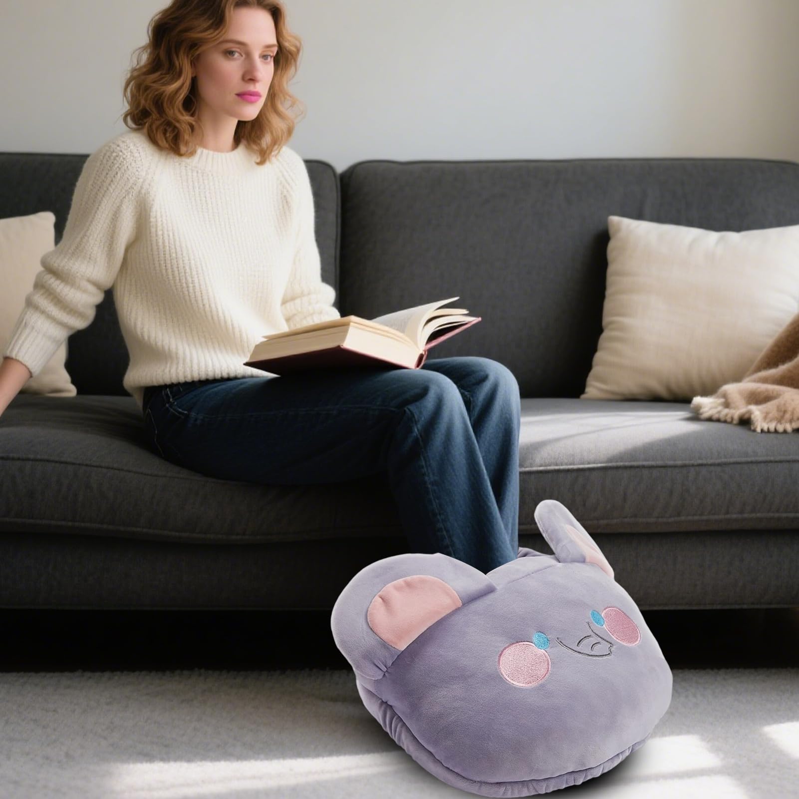 Calientapiés Eléctrico Zapatos de dibujos animados para invierno, mujeres, | Almohadilla USB calientapiés Niños Suave Peluche Eléctrico Cálido Interior Hogar