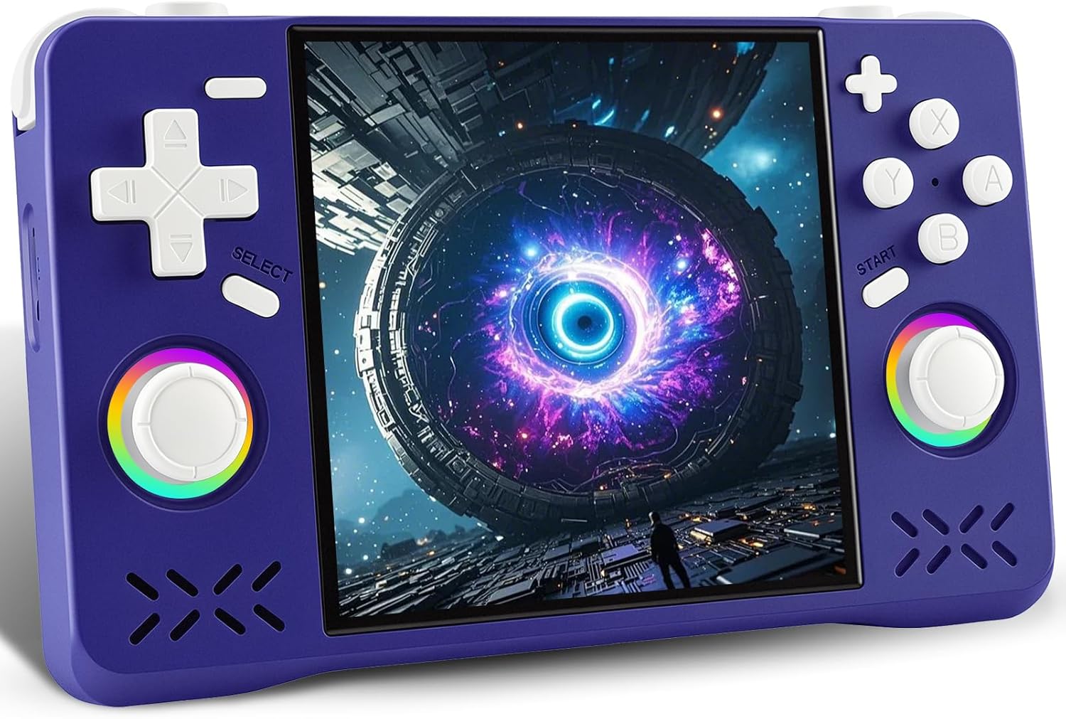 XF40H Retro Handheld Game Console, Retro Gaming Console 4.0" 720x720 IPS Screen, Open Source Linux Portable Emulator with 128GB, WiFi Multiplayer Support, Pocket Hand Held Video Game (Purple)