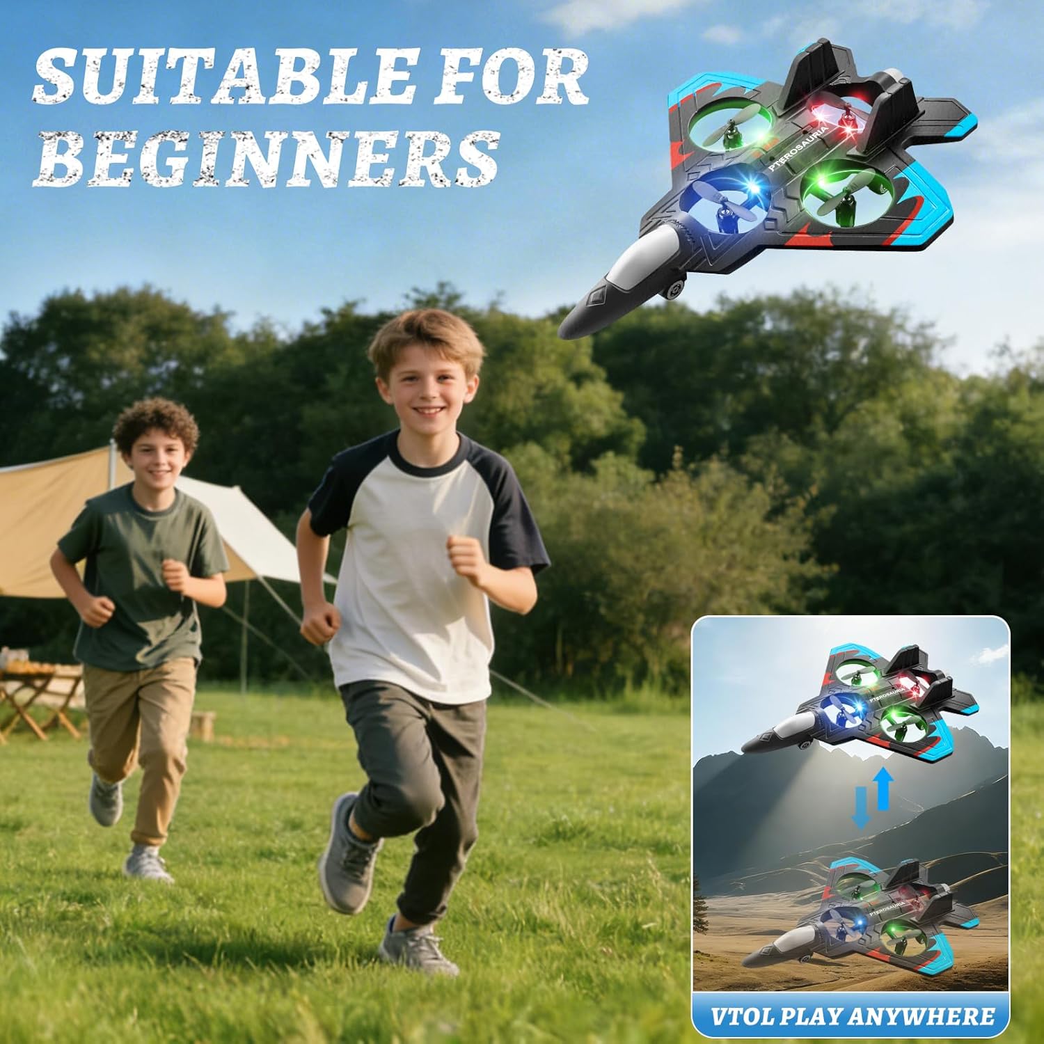 Foam Remote Control Airplanes RC Planes for Kids Adults, RC Airplane Fighter Jet with Light, 360° Flip Fighter Jet Toys, Stunt Roll, Airplane Toy Gifts for Kids Boys