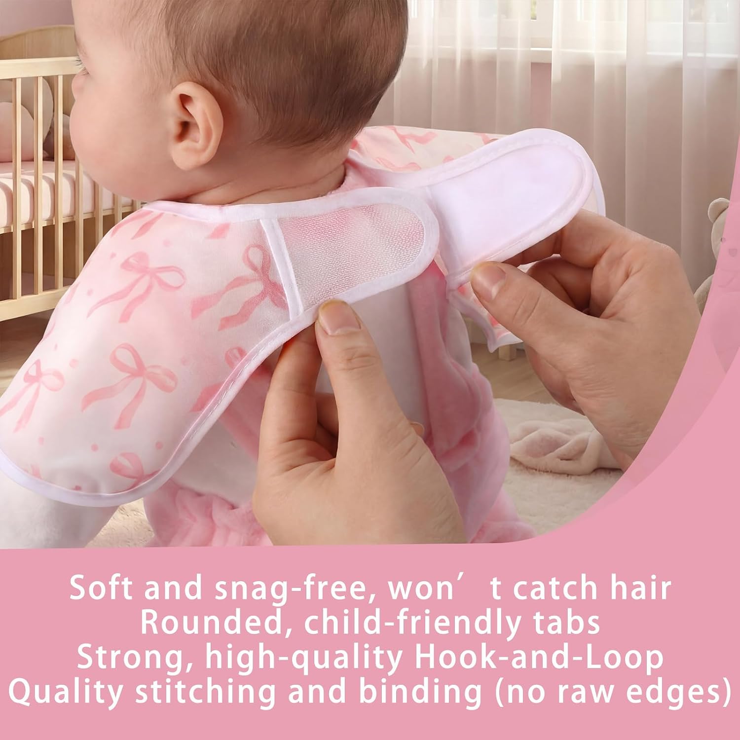 2 Pack Long Sleeve Baby Bib with Pink Bow Print Waterproof & Easy Wipe Smock Bib Coverall Baby Feeding Bibs for Eating, Mess-Proof Feeding Essentials, Newborn Shower Gift (6-24 M)