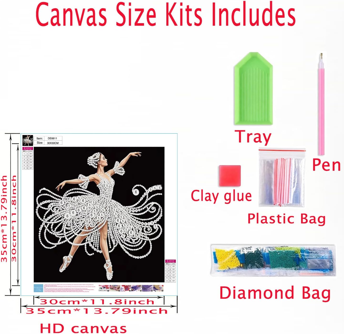 DIYBEADDOT Graceful Dancer Diamond Pearl Painting Kits for Adults, Diamond Art Pearl Painting Kits for Beginner,DIY 3D Plastic Pearls Painting Kit for Home Decoration 11.8 X 11.8 Inch