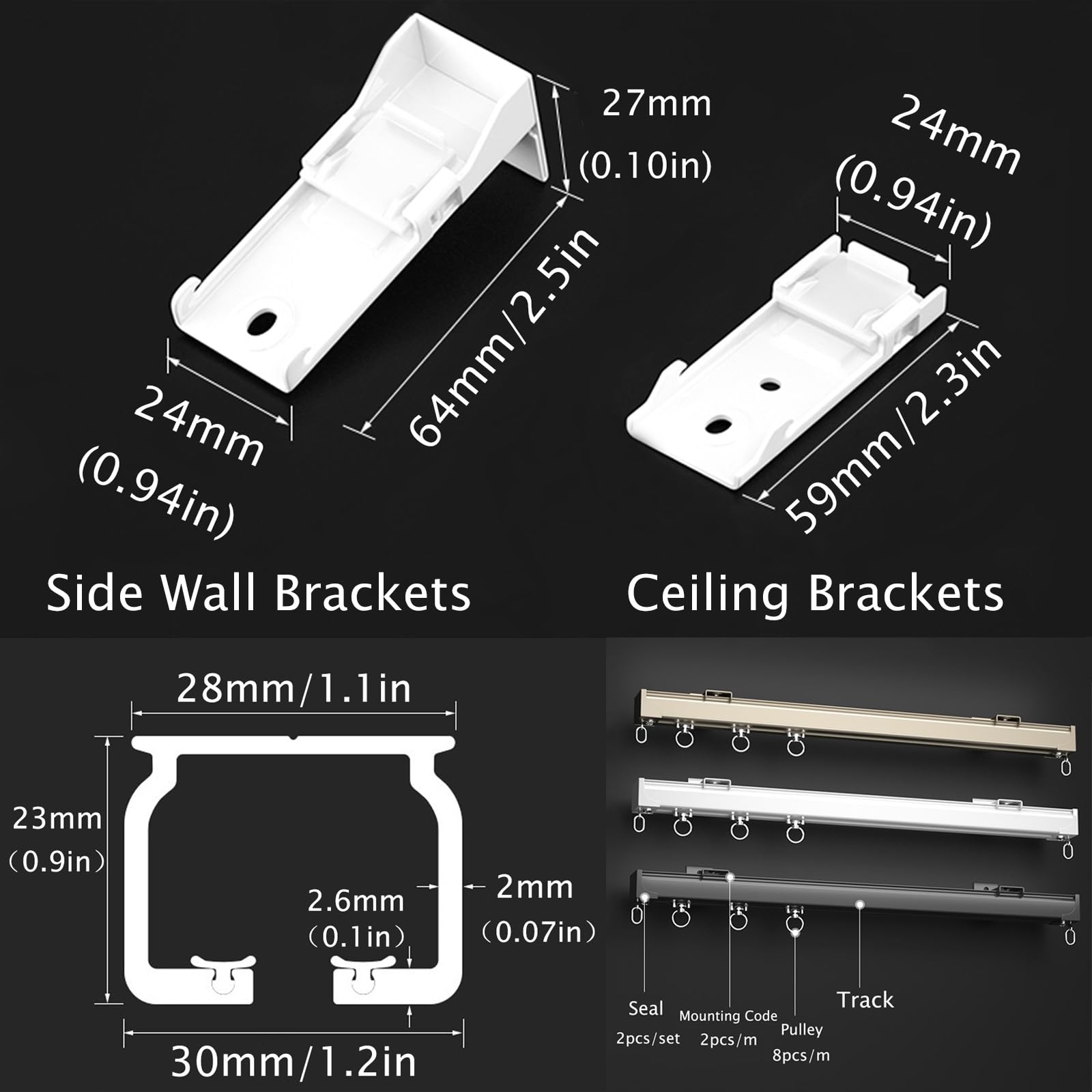 Binario Per Tende Arricciate In Alluminio - Installazione A Soffitto, Movimento Manuale, 160 Cm - Foto 5