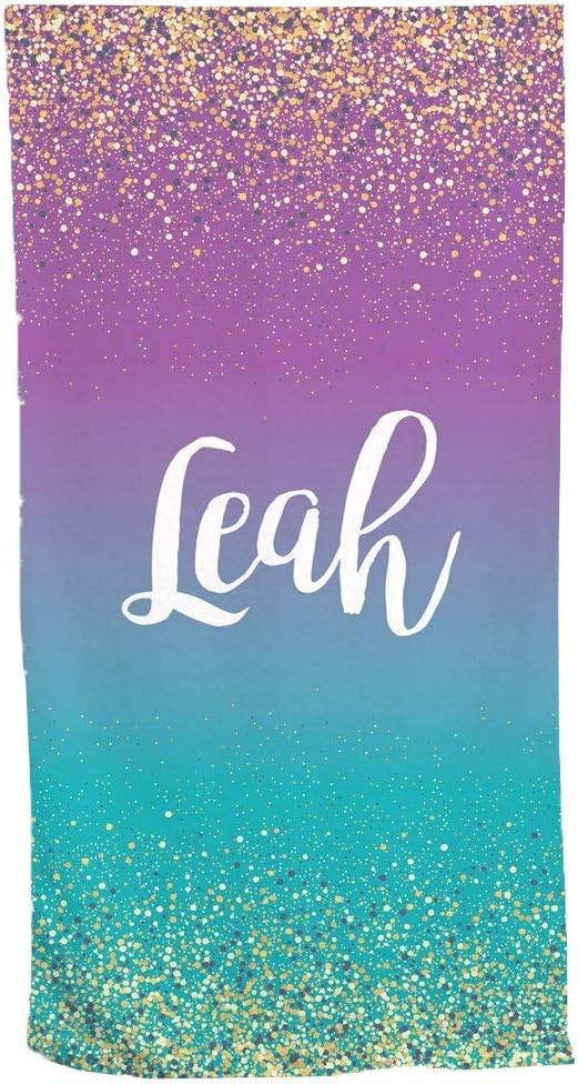 GiftsForYouNow Gradient and Glitter Personalized Beach Towel, Personalized Colorful Beach Towel, Customized Beach Towel, Cute Beach Towel, Orange, Pink