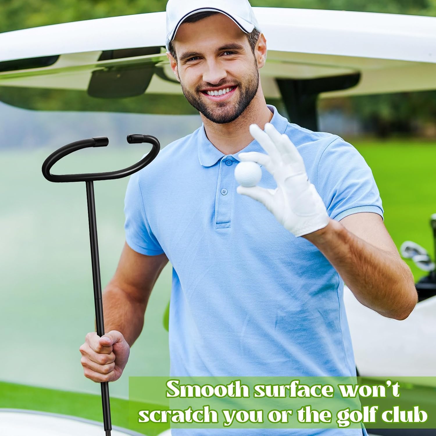 2 Pcs C Shaped Golf Club Holder Keeps Your Clubs Clean, Dry and Visible Soft Rubber Covered Golf Stand, Easy to Carry Putter Holder