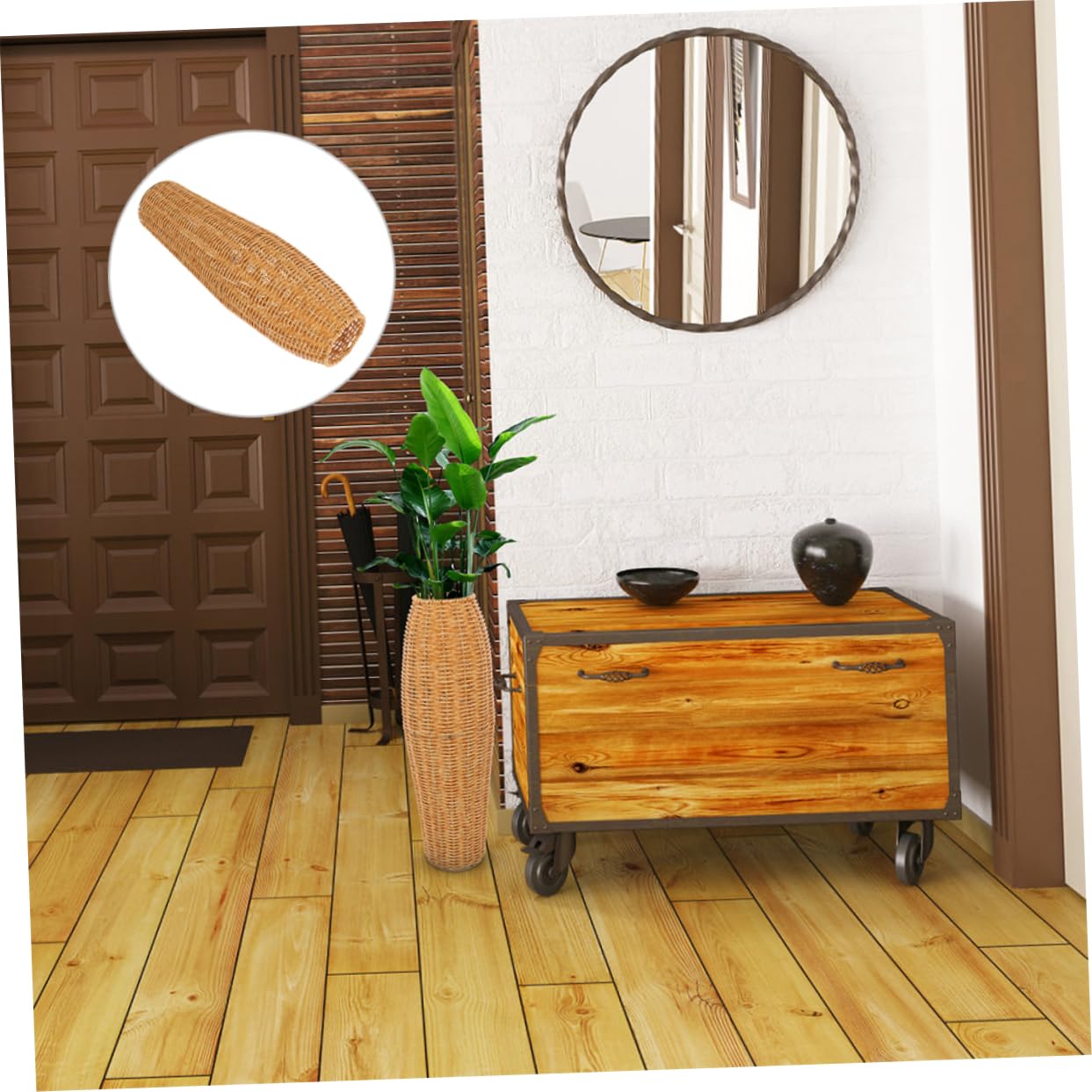 Holibanna 2piezas Jarrones Altos De Suelo De Plástico con Diseño Imitación Ratán Decoración Rústica Moderna para Salón Soporte Resistente para Flores Artificiales y Secas Estilo Natural y Du