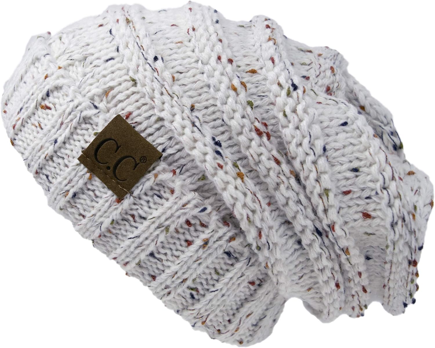 Funky Junque Matching 2 Pack: Oversized Beanie & Infinity Scarf - Confetti Ivory