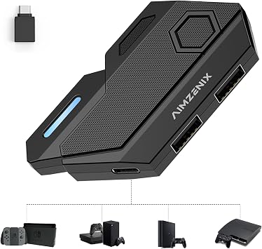 Arvin Keyboard and Mouse Adapter for Nintendo Switch, Xbox Series/Xbox One/Xbox 360, PS3/PS4, Switch Adapter Keyboard and Mouse Converter Support Custom Key Mapping, Adjustable Mouses Sensitivity