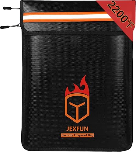 JEXFUN - Bolsa de documentos ignífuga mejorada 2023 (2200 , 15 x 11 pulgadas), bolsa de dinero a prueba de fuego con 2 bolsillos para dinero en