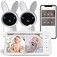 ARENTI Split-Screen Video Baby Monitor, Audio Monitor with Two 2K UHD WiFi Cameras,5" Color 720P Display,Night Vision,Cry Detection,Motion Detection,Temp&Humidity Sensor,Two Way Talk,App Control